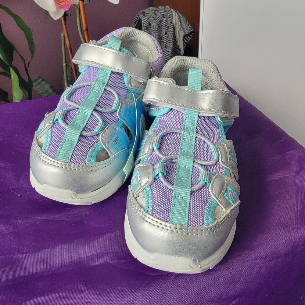 Stride Rite NWT Iggy Silver/Purple/Teal Sandal - size 9M (toddler) - Picture 3 of 6